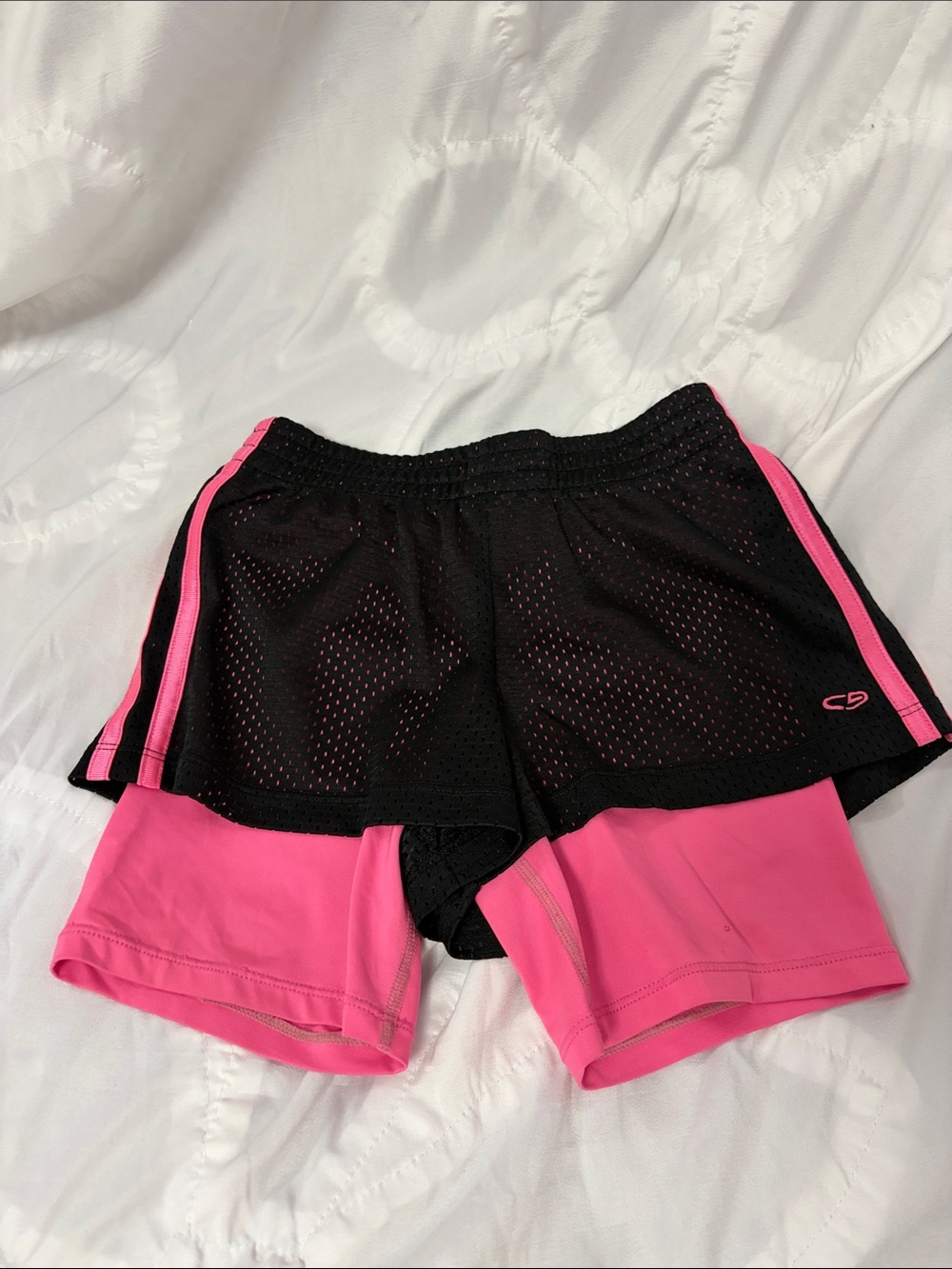 Champion Black Mesh Shorts with Pink shorts